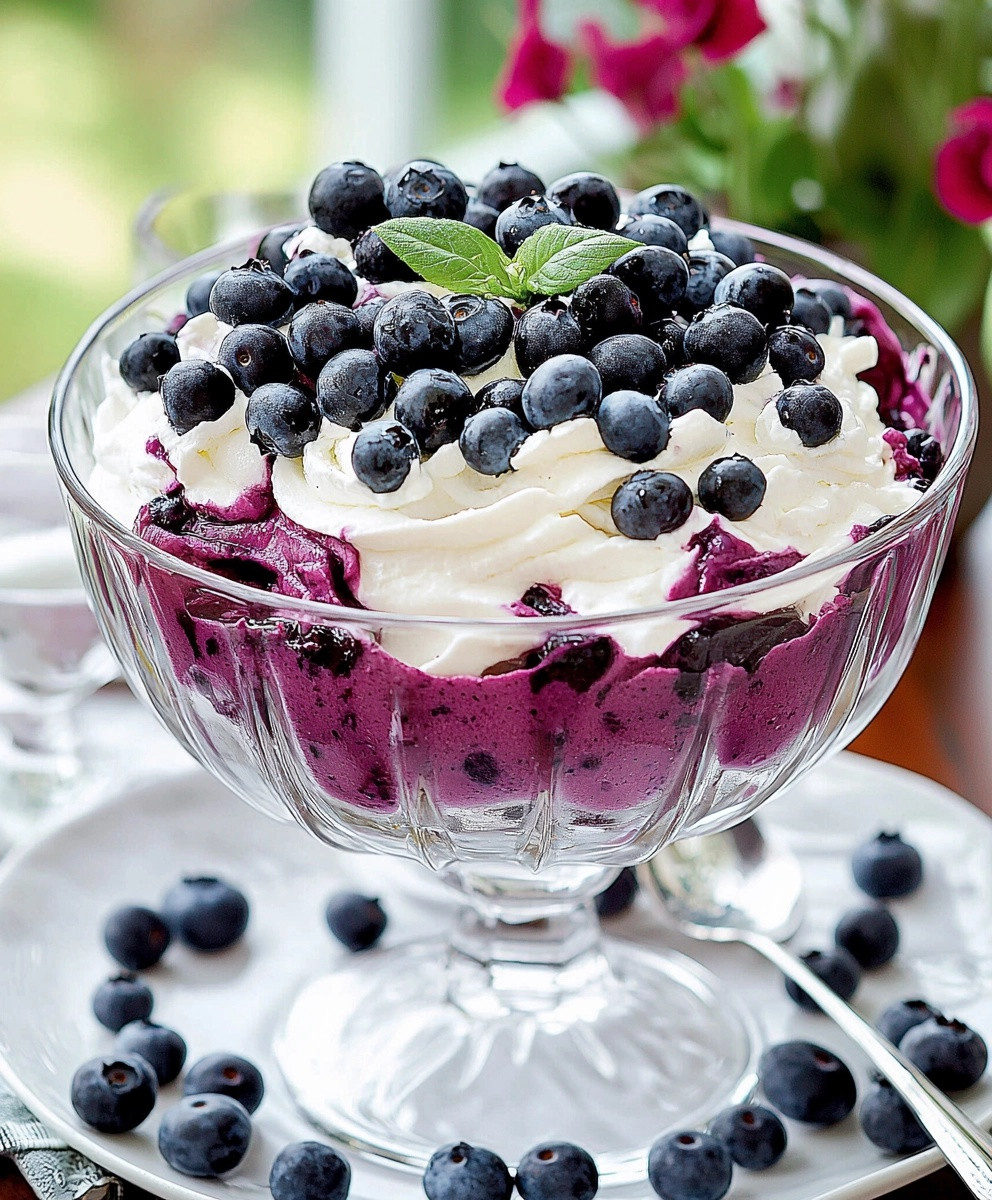 Quarkmousse mit Blaubeeren