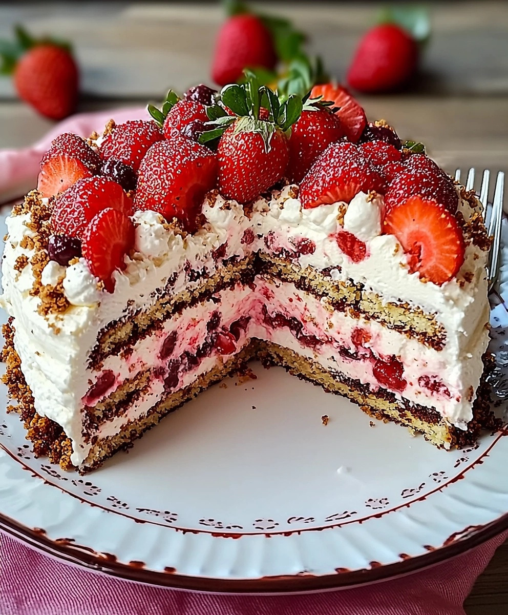 Erdbeer Stracciatella Torte