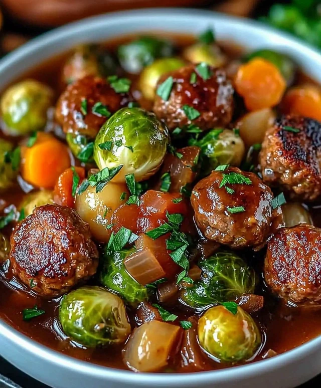 Rosenkohl Eintopf mit Fleischbällchen