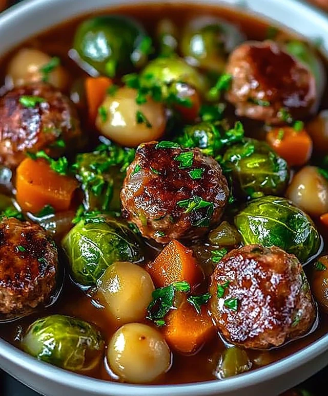 Rosenkohl Eintopf mit Fleischbällchen