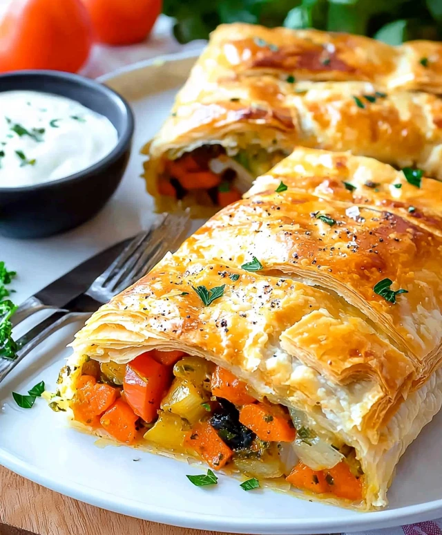 Pikanter Gemüsestrudel Blätterteig