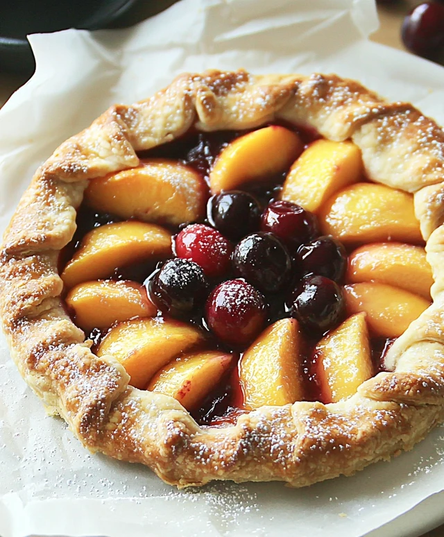 Pfirsich-Kirsch-Galette backen