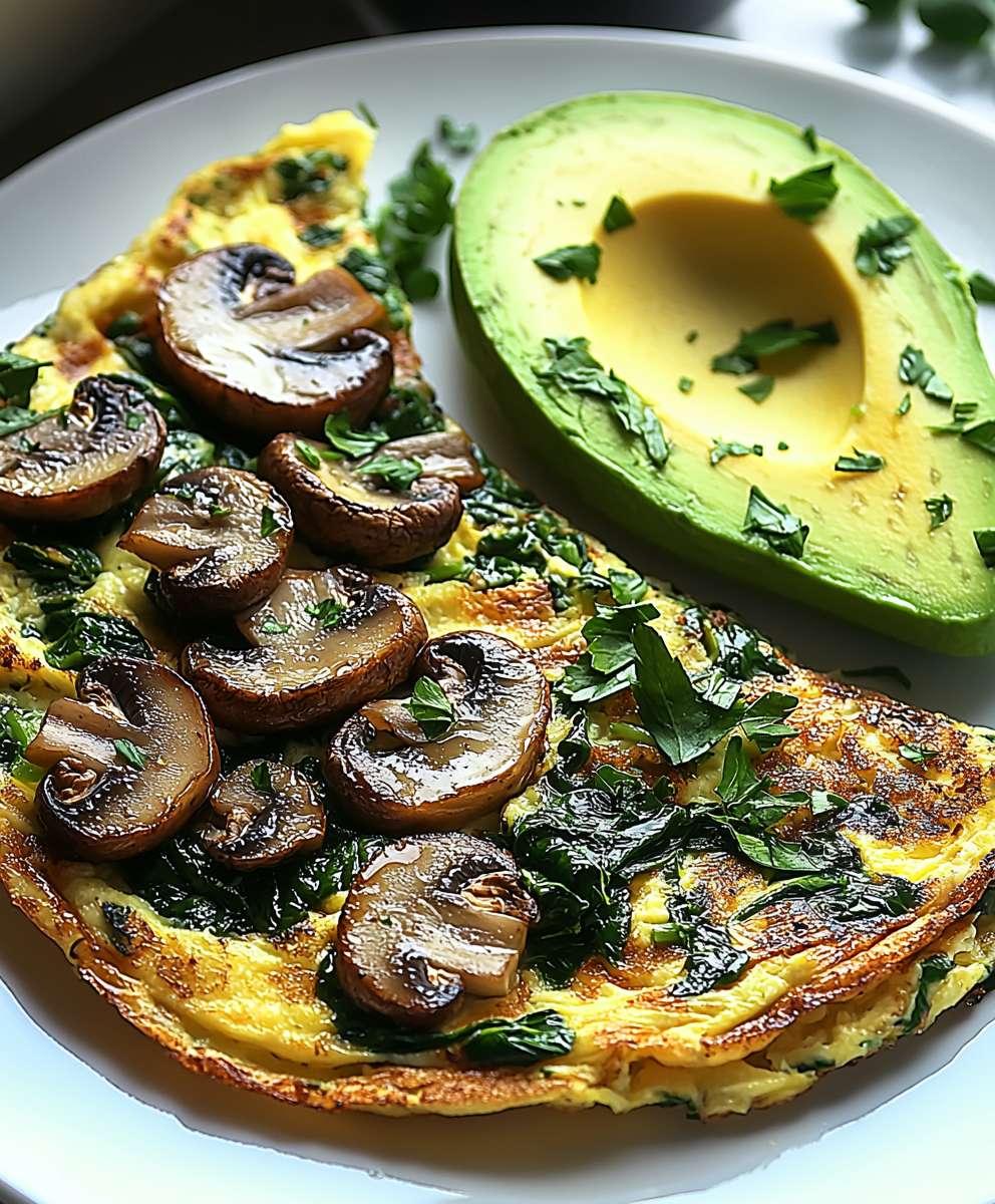 Pilz Spinat Avocado Omelett