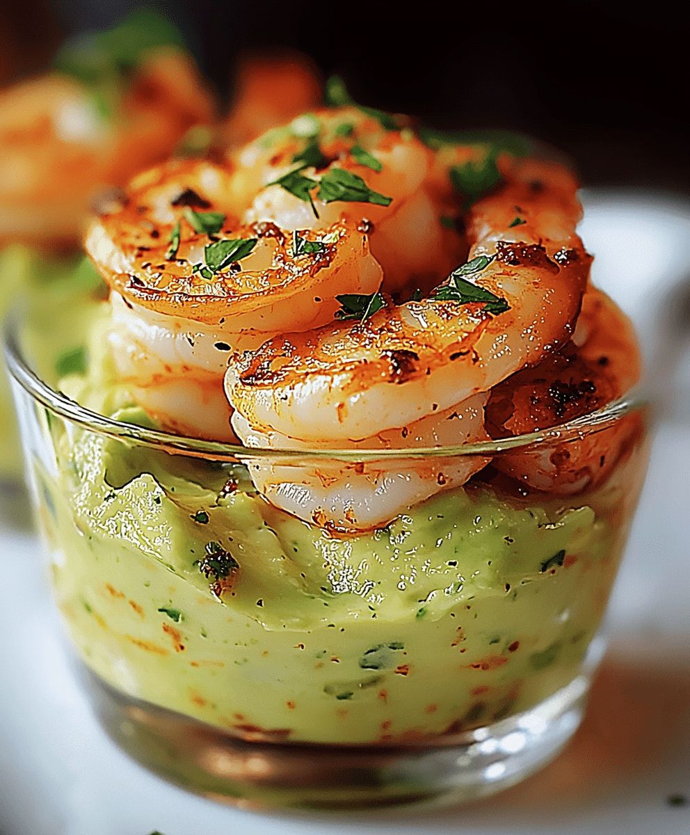 Feurige Garnelen Avocado Creme
