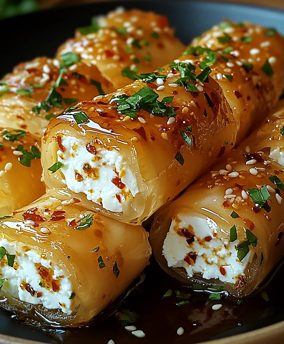 Feta Rollen mit Chili Honig