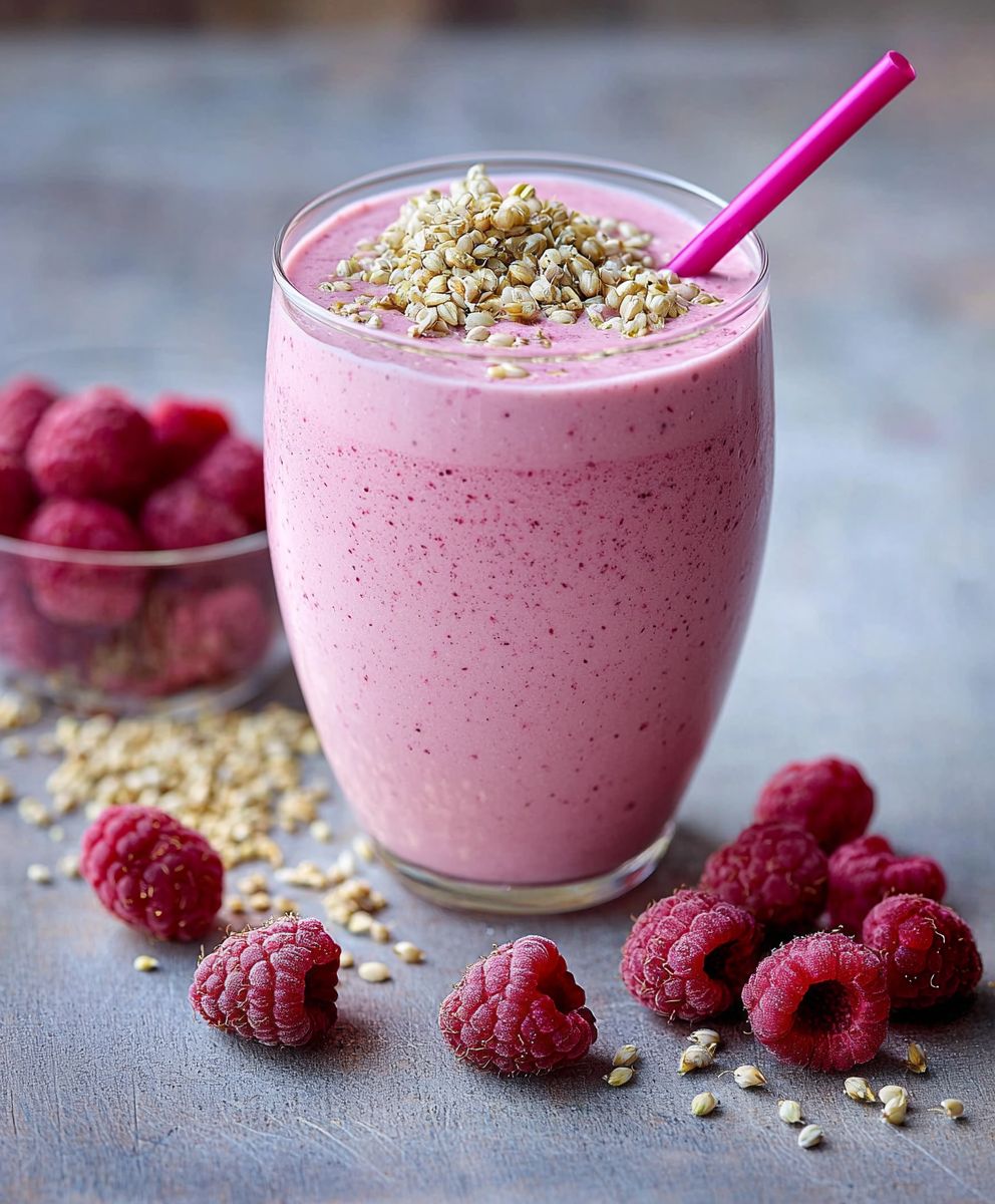 Eiweißshake Himbeeren Hanf