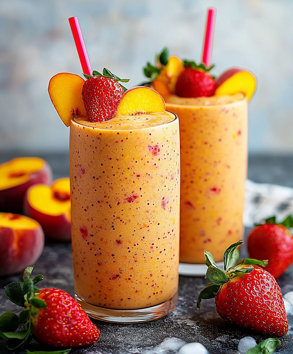Erdbeer Mango Pfirsich Smoothie