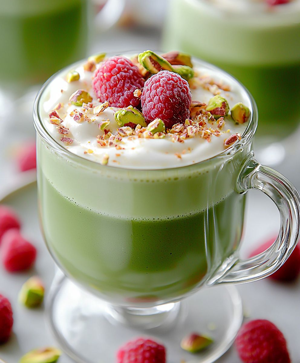 Pistazien Himbeer Matcha Latte
