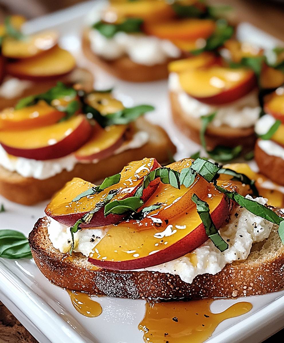 Honig Ricotta Pfirsich Crostini