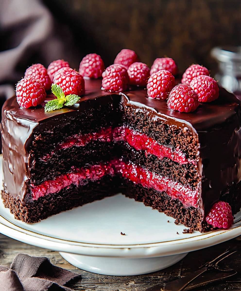 Schokoladen Himbeer Kuchen backen