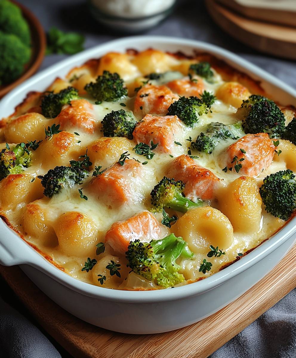 Brokkoli Lachs Auflauf Gnocchi