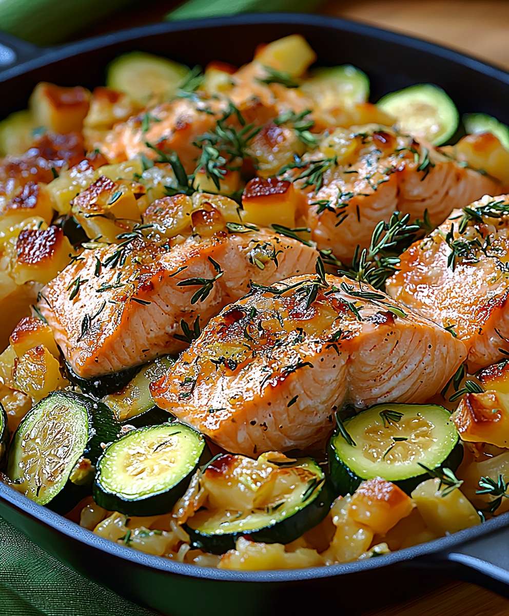 Lachs Zucchini Pfanne