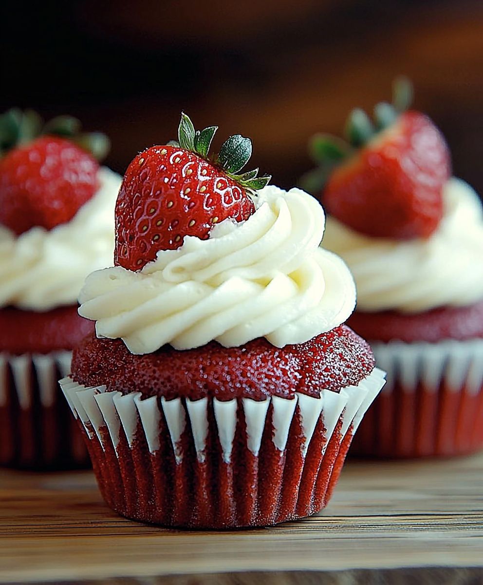 Red Velvet Erdbeer Cupcakes