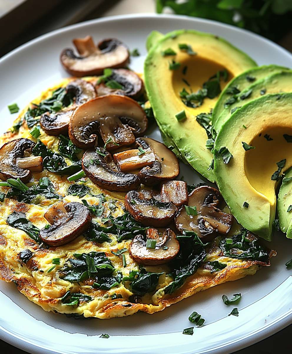 Pilz Spinat Avocado Omelett