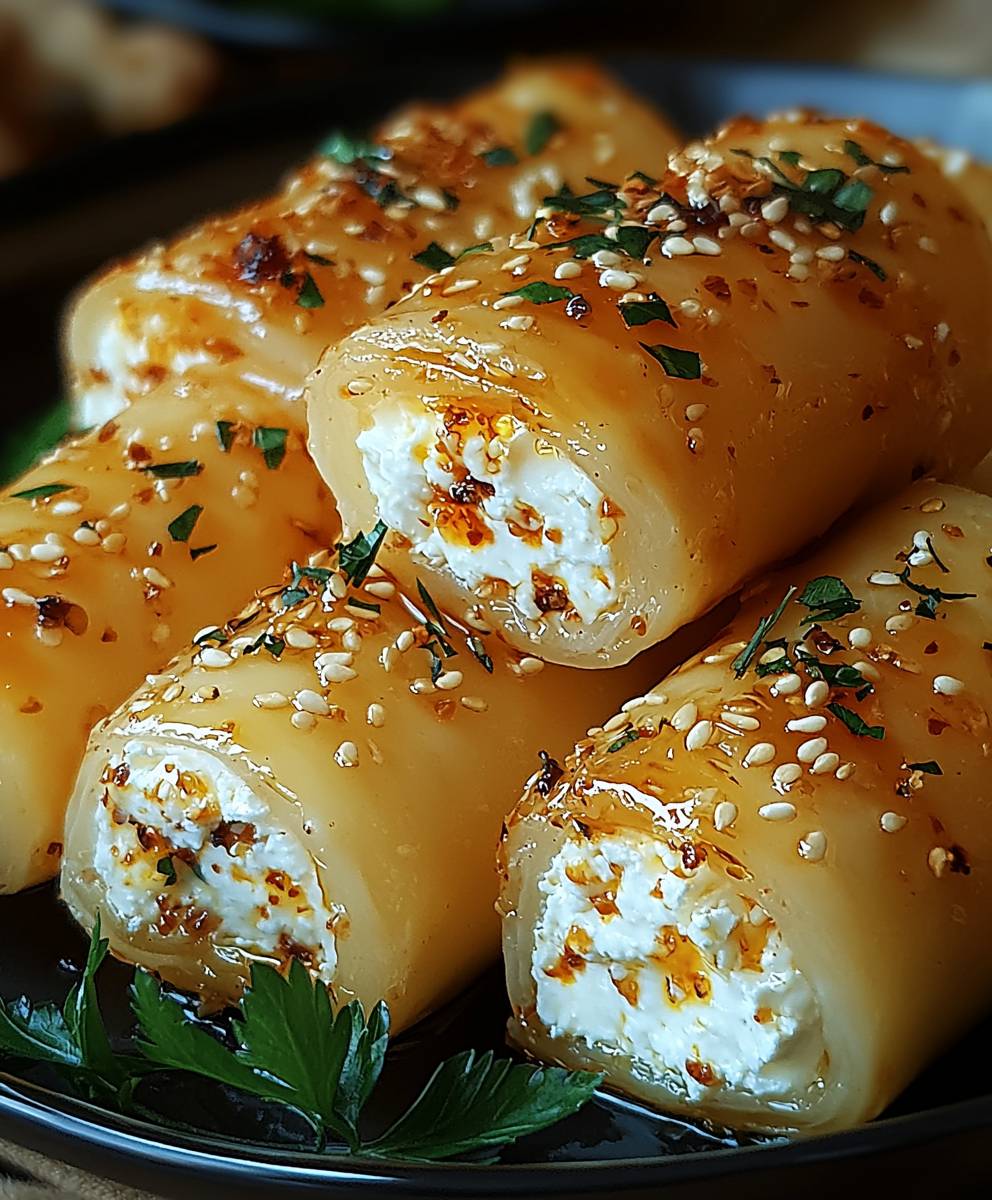 Feta Rollen mit Chili Honig
