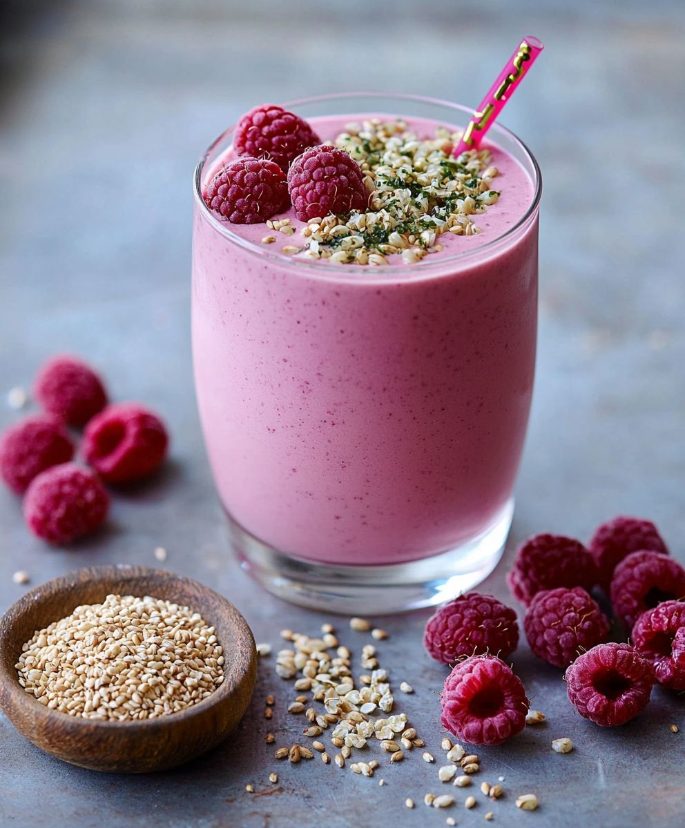 Eiweißshake Himbeeren Hanf