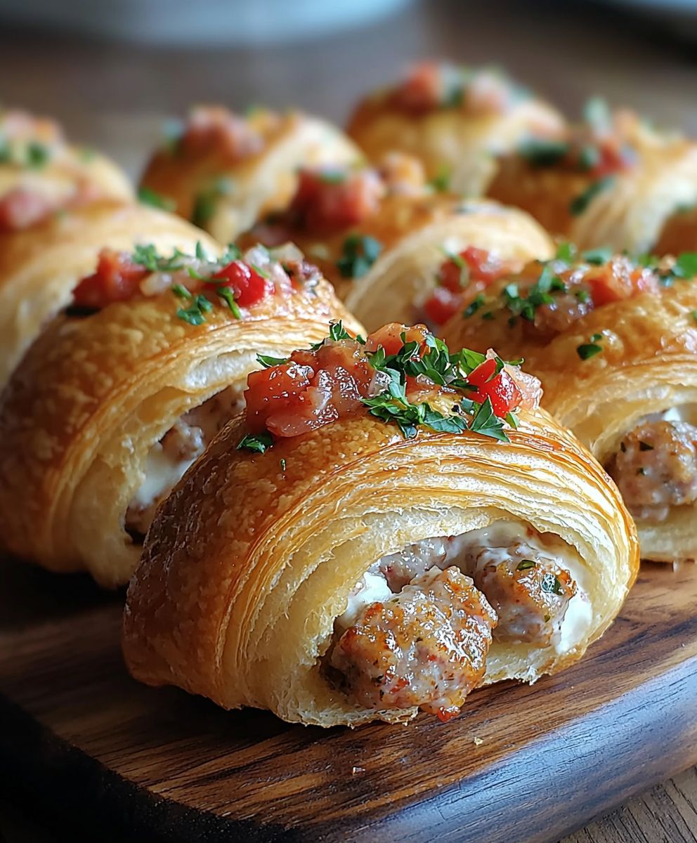 Hörnchen mit Wurst und Frischkäse