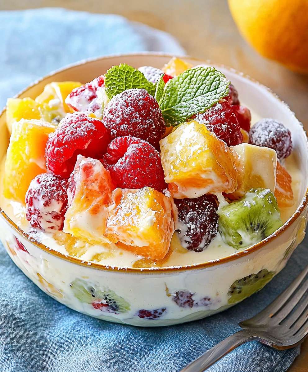 Käsekuchen Obstsalat