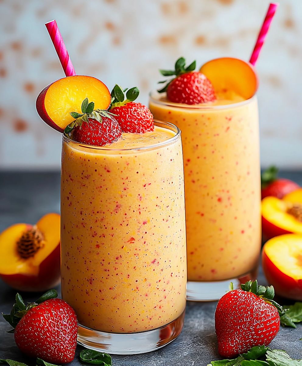 Erdbeer Mango Pfirsich Smoothie