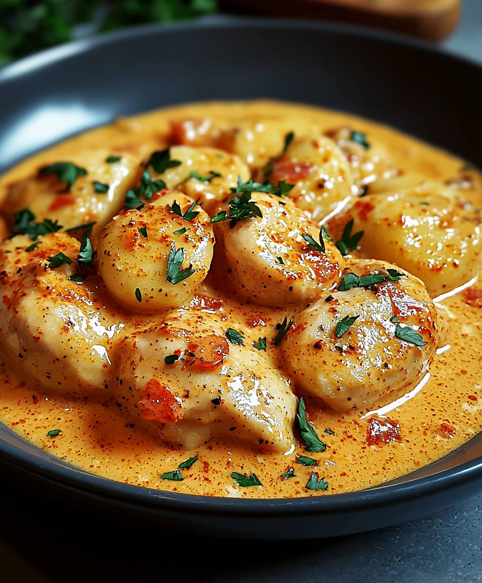 Paprika Hähnchen Gnocchi Sahne