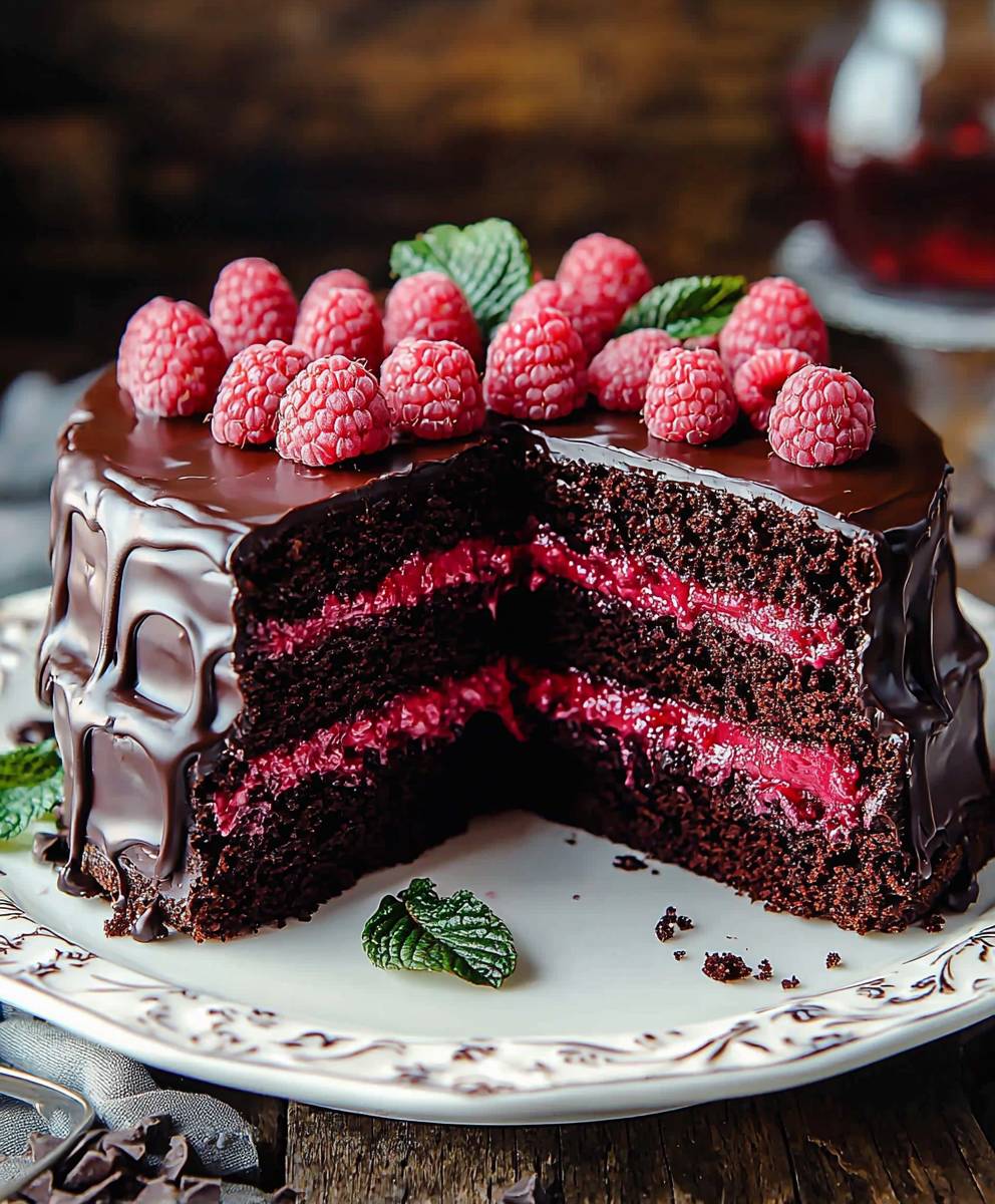 Schokoladen Himbeer Kuchen backen