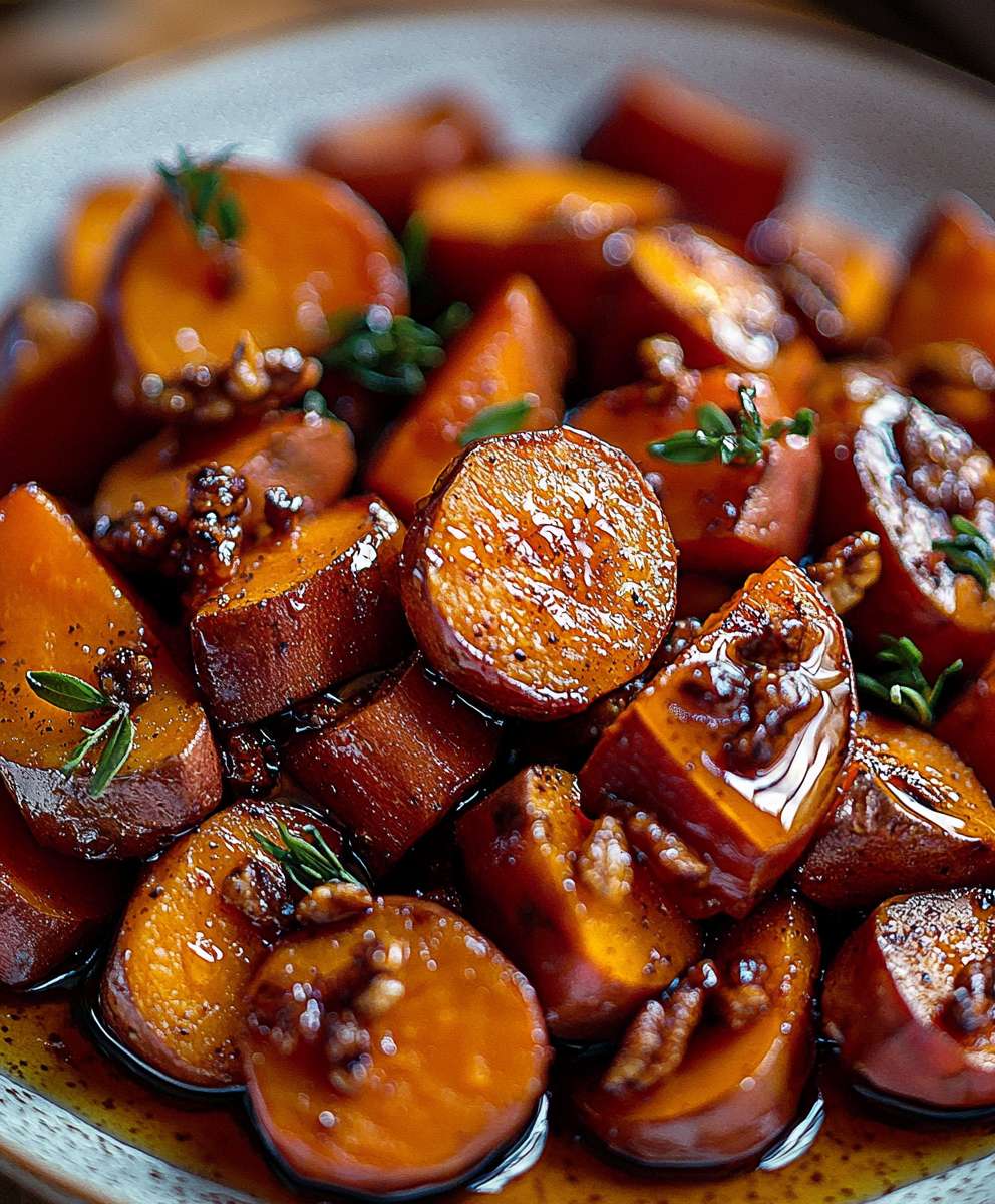 Geröstete Süßkartoffeln Zimt Ahornsirup