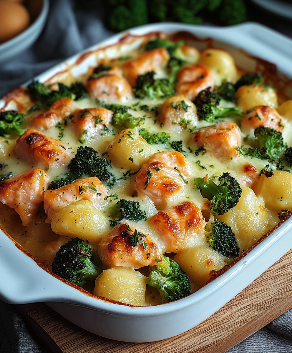 Brokkoli Lachs Auflauf Gnocchi