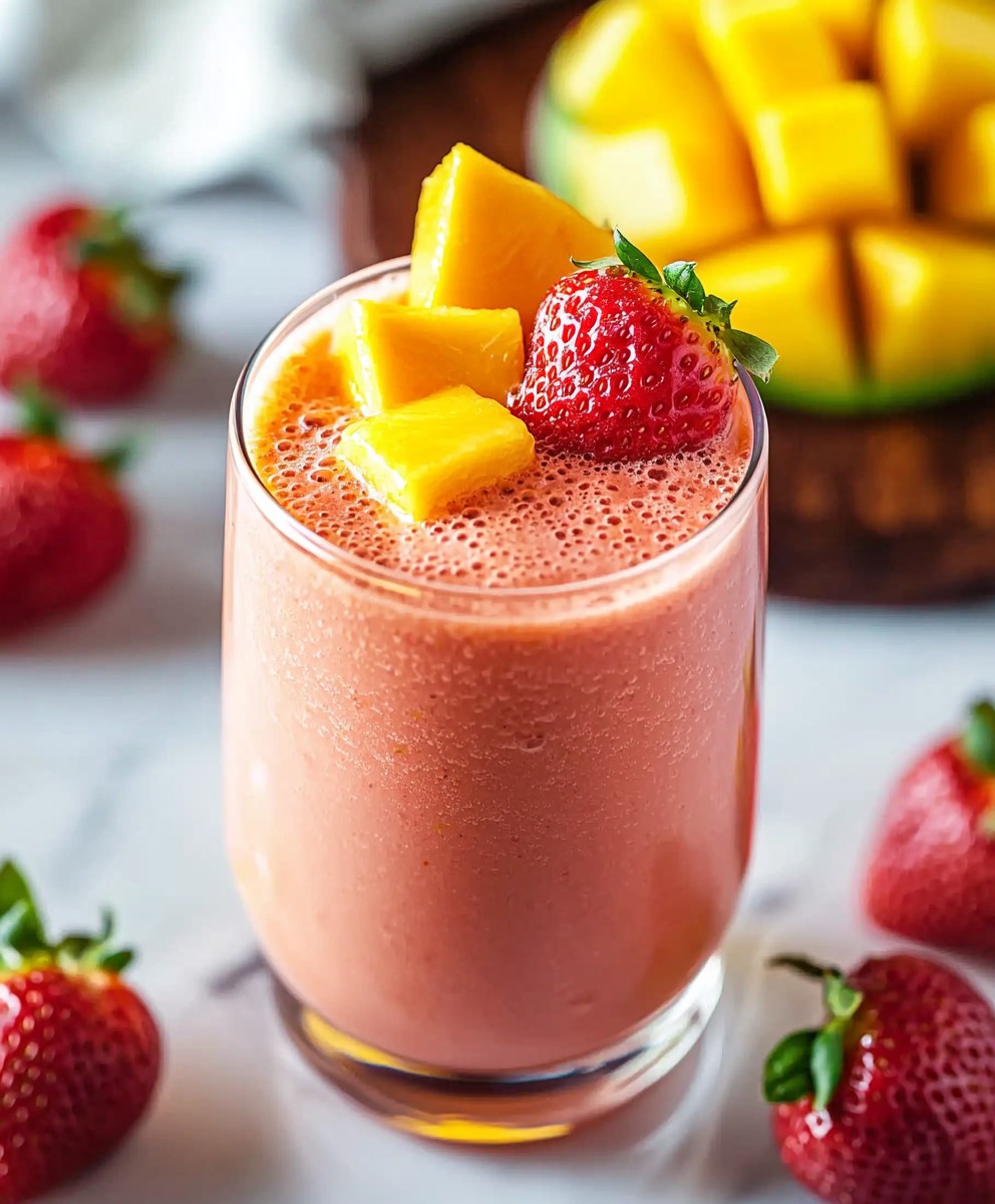 tropischer Erdbeer-Mango-Smoothie
