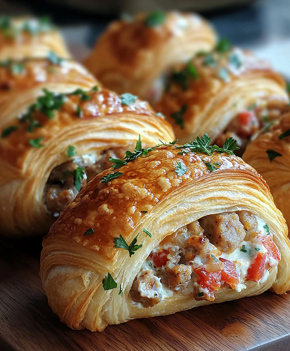 Hörnchen mit Wurst und Frischkäse