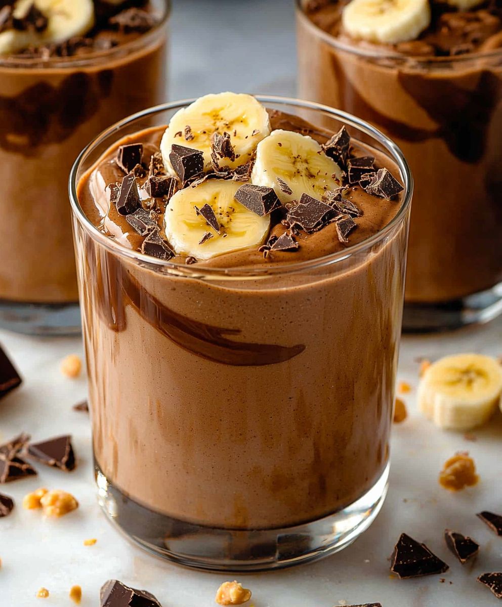Schokoladen Erdnussbutter Bananen Smoothie