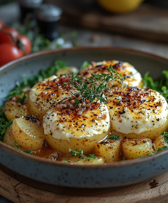 Burrata Kartoffelbowl mit Vinaigrette