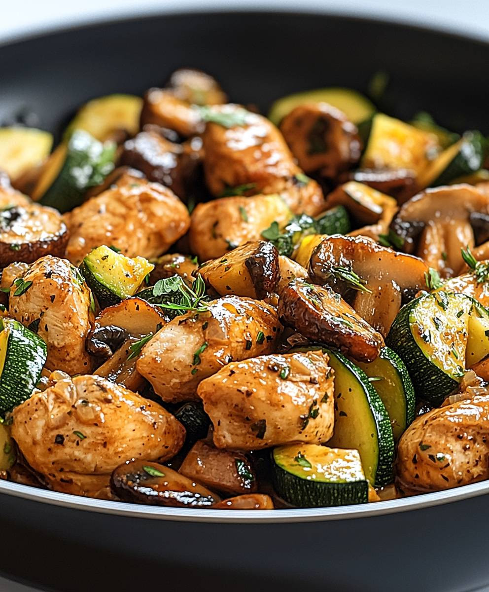 Keto Hähnchen Zucchini Pfanne