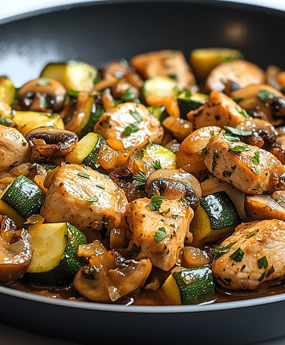 Keto Hähnchen Zucchini Pfanne
