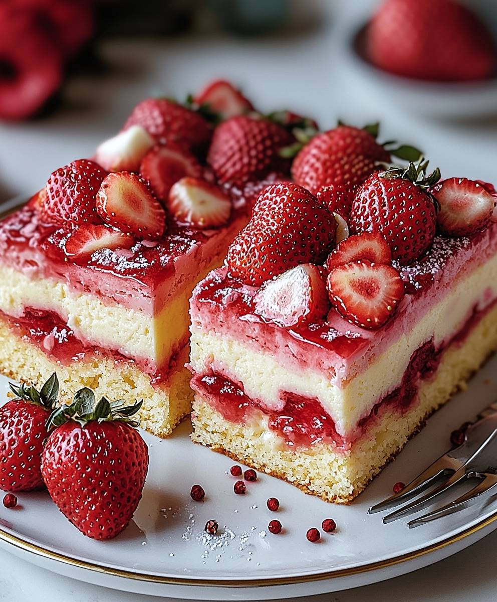 Erdbeerkuchen mit Vanillepudding