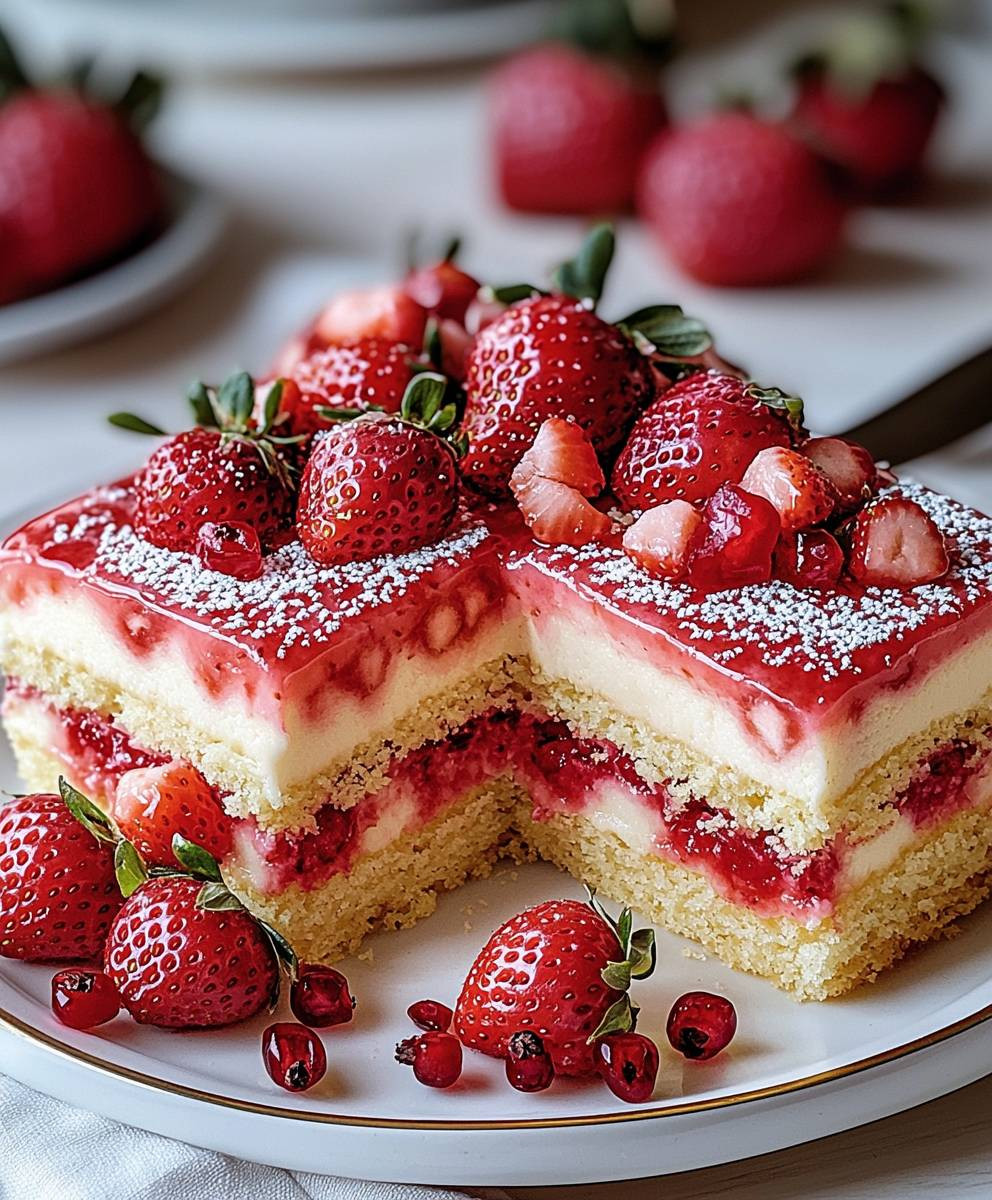 Erdbeerkuchen mit Vanillepudding