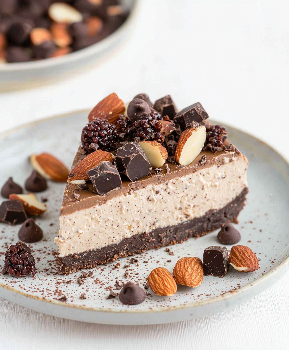 Veganer Schokoladen-Mandel-Käsekuchen