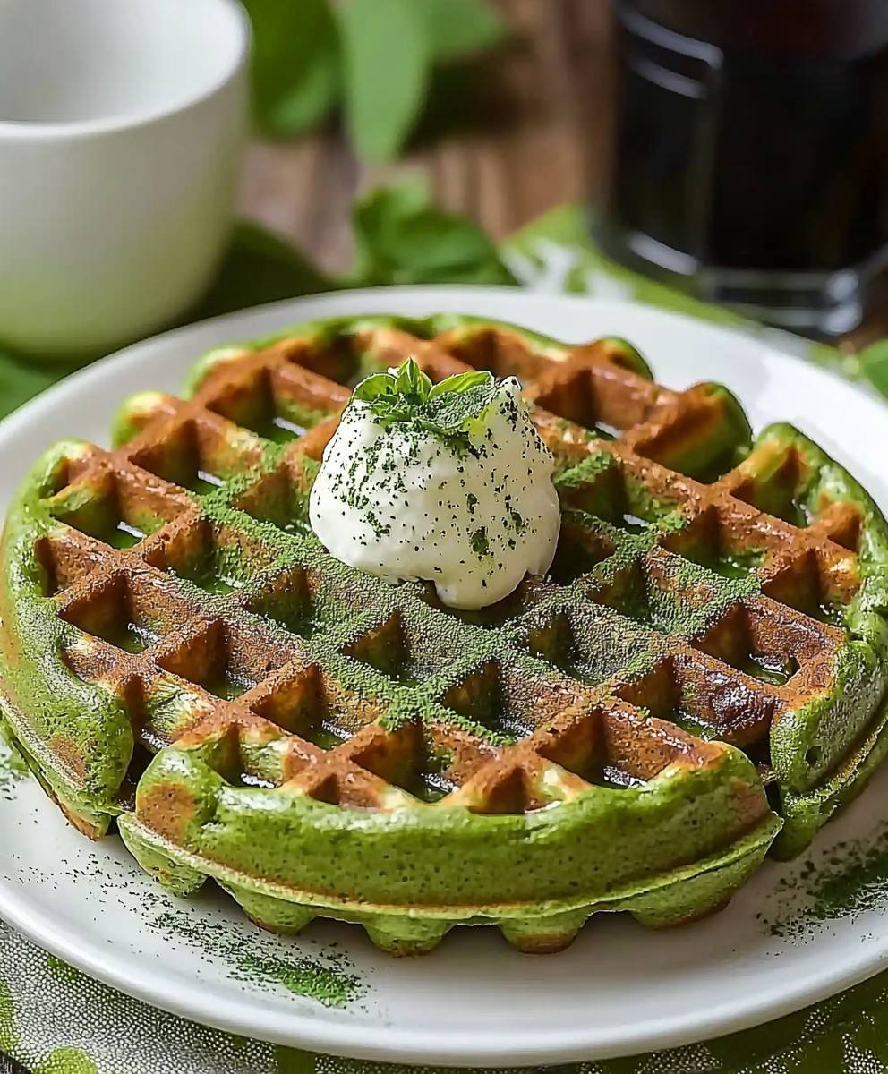 Matcha Waffeln backen