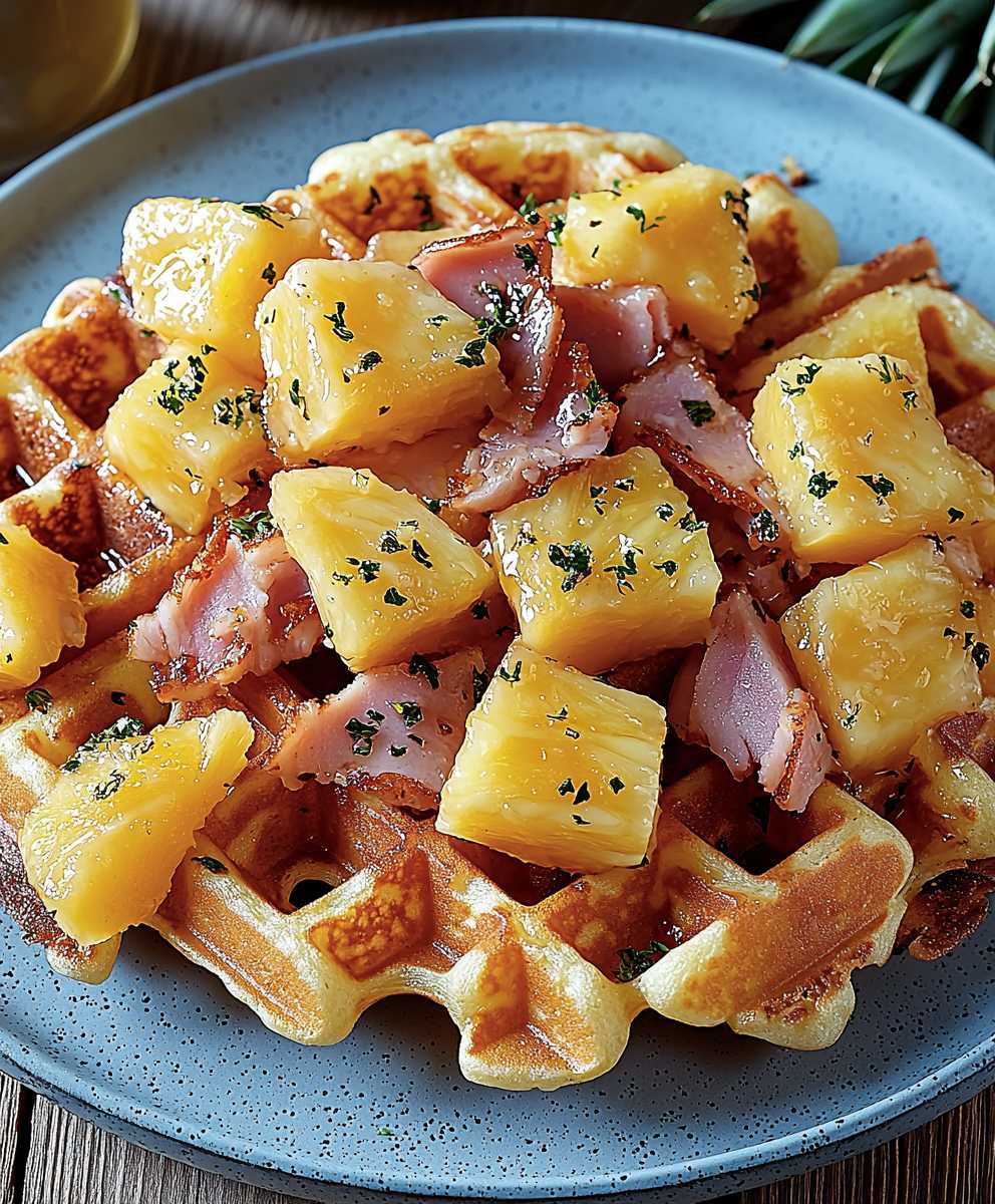 Pikanter Putenschinken Käse Waffeln