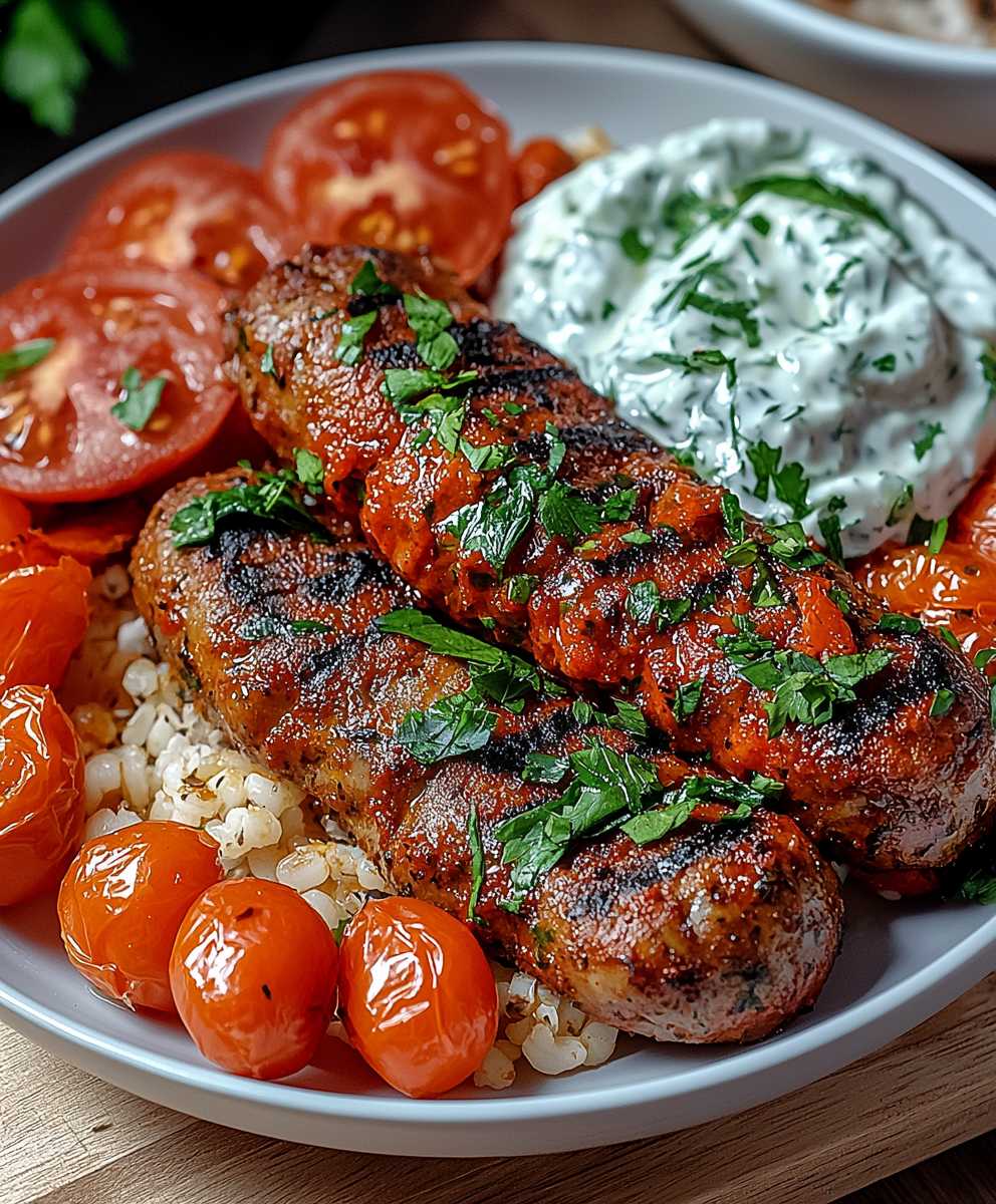Vegane Cevapcici Kritharaki Tomaten