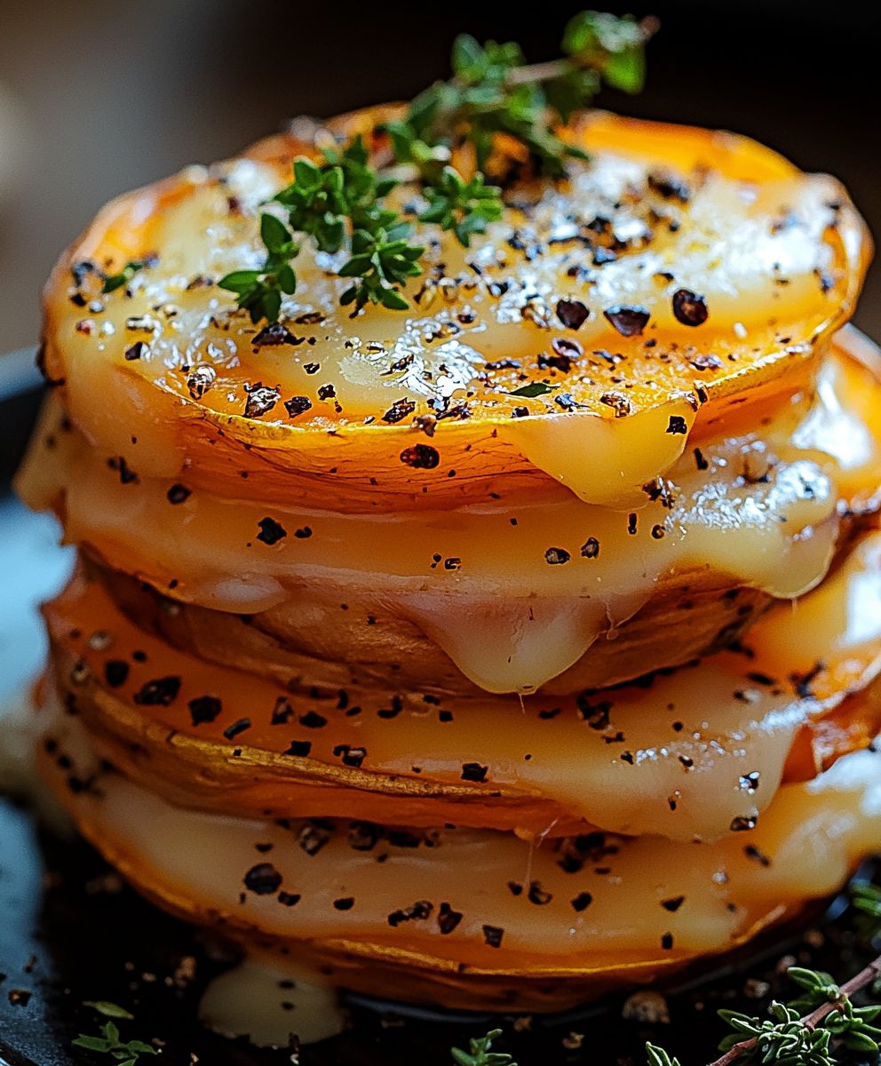 Süßkartoffel Gruyère Stacks