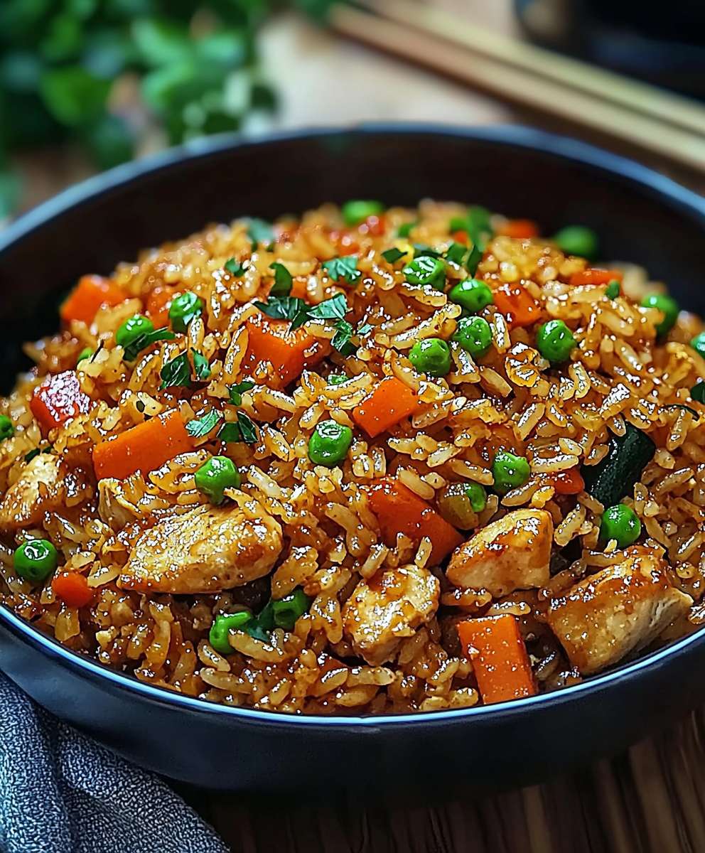 Asiatischer gebratener Reis Hähnchen