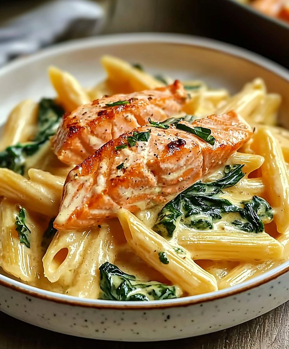 Lachs Penne Spinat