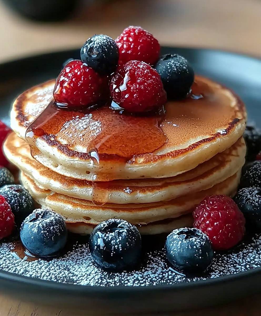 Fluffige Pfannkuchen Beeren