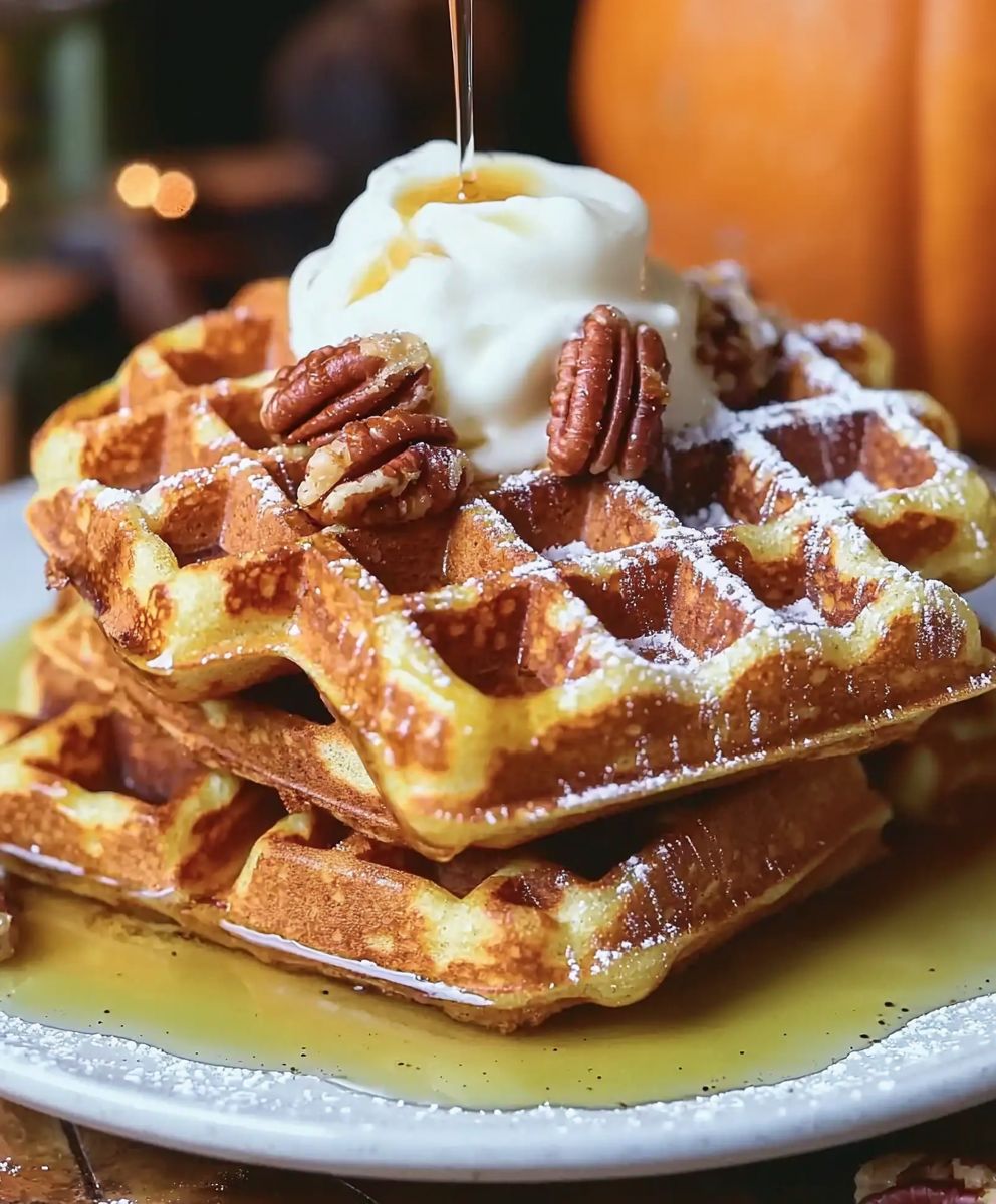 Kürbis Pekannuss Waffeln backen