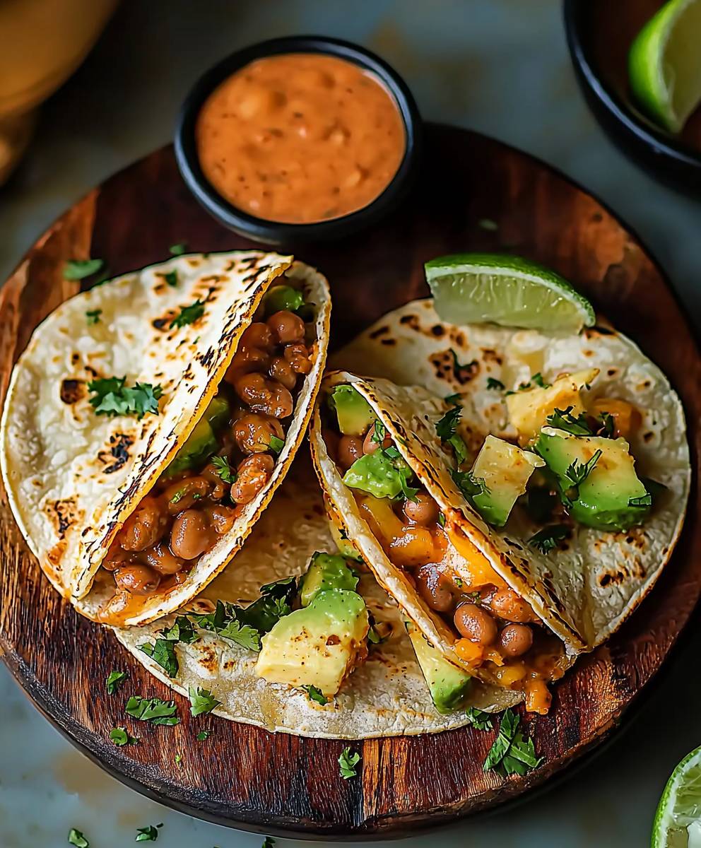 Bohnen Käse Tacos Chipotle Soße