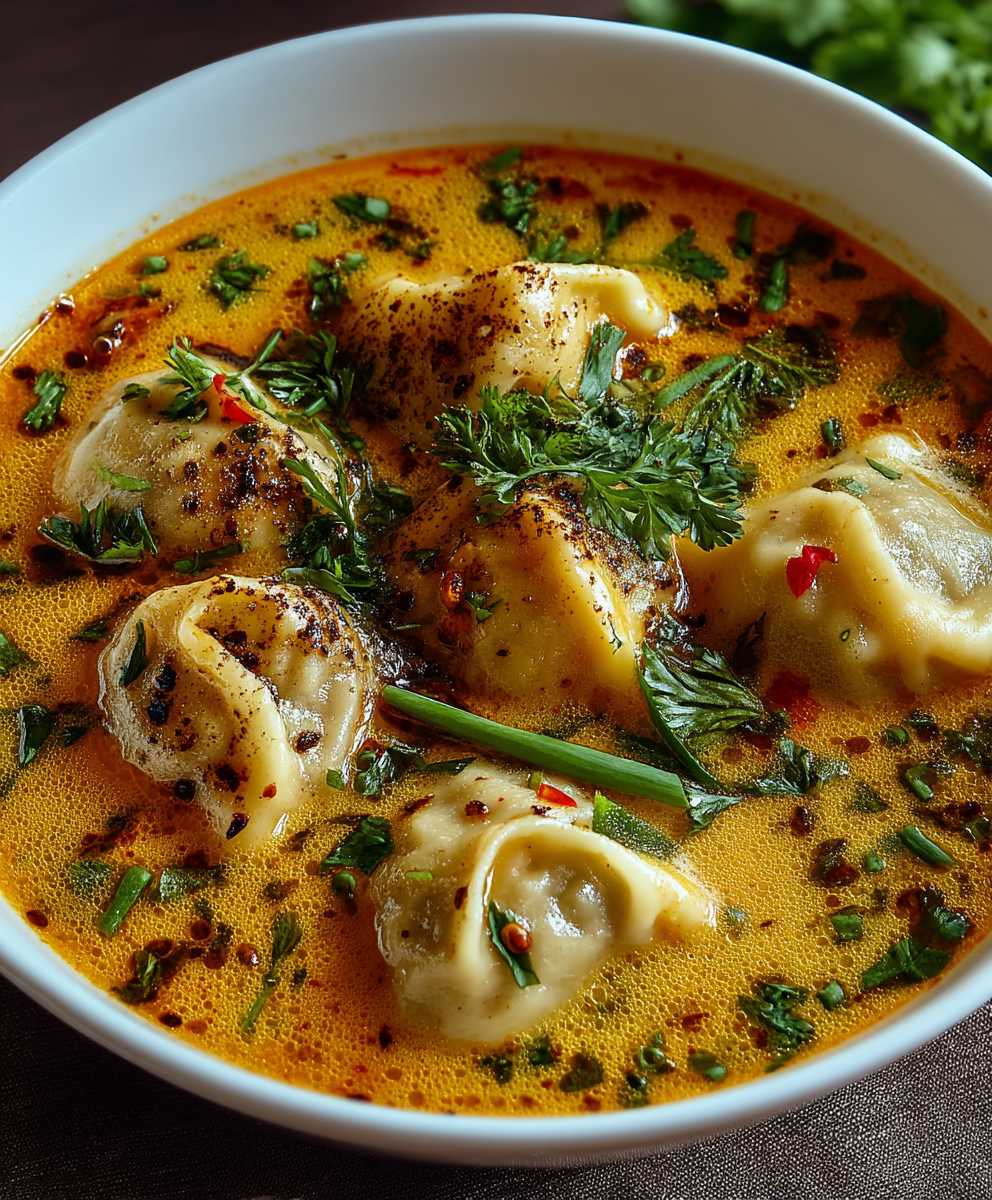 Kokos Curry Suppe Knödel
