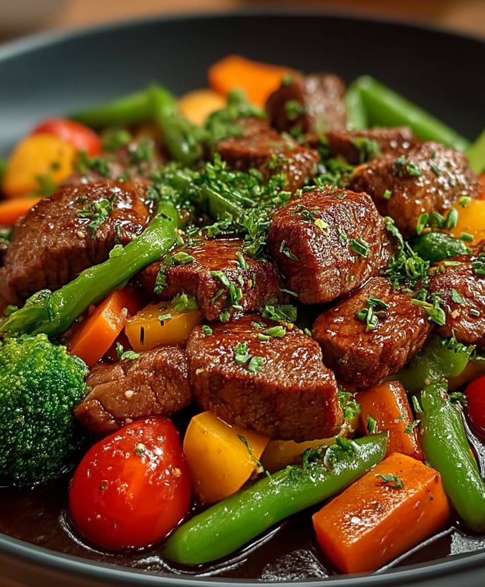 Rindersteak mit Gemüse zubereiten