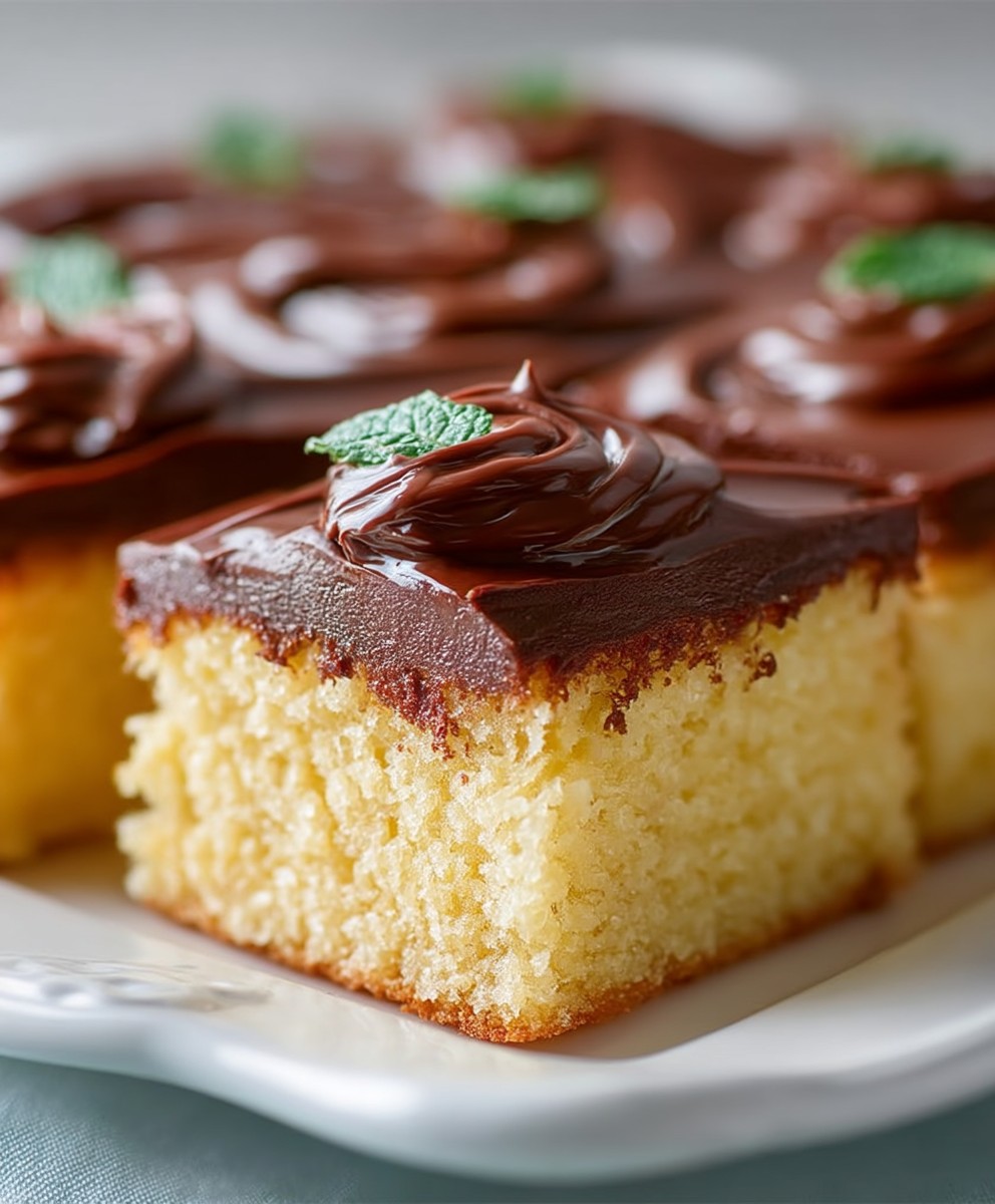 Gelber Blechkuchen Schokoladenglasur