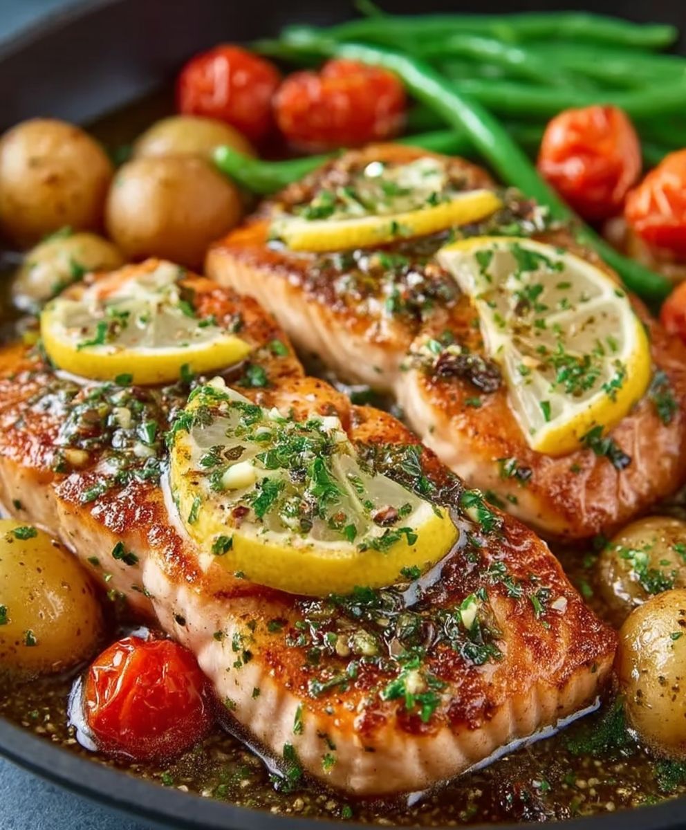 Zitronen Knoblauch Butter Lachs