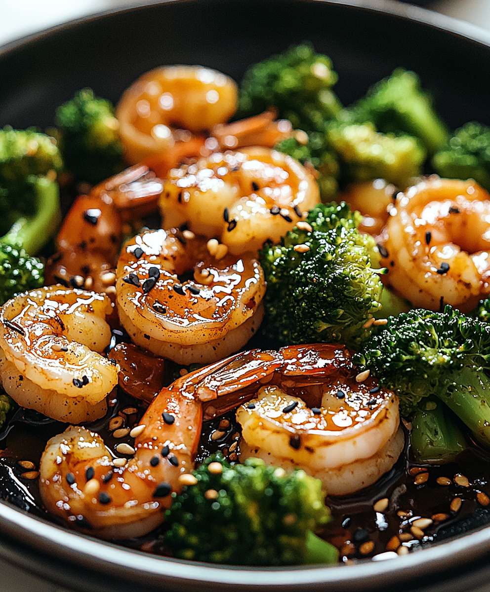 Teriyaki Garnelen Brokkoli Pfanne